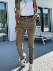 Double oblique washed slim fit casual pants