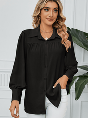 New chiffon loose long-sleeved button-down shirt top