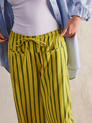 Low Rise Casual Striped Wide Leg Pants Drawstring Straight Leg Pants