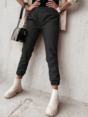 Women's Fashion Mid Waist Casual Leather Pants