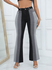 Stretch Fashion Washed Colorblock Jeans