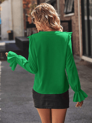 New V-neck ruffle temperament elegant shirt