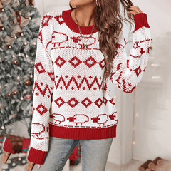 New Women's Long Sleeve Round Neck Knitted Christmas Sweater