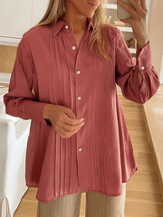 Solid Color Simple Casual Button Shirt Top