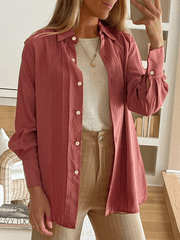 Solid Color Simple Casual Button Shirt Top