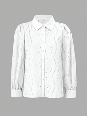 New Single Breasted Solid Color Embroidered Long Sleeve Lapel Shirt