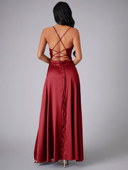 Women's sexy slim fit backless suspenders waist dress long dress