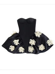 Black Floral Bandage Dress with Tutu Tutu