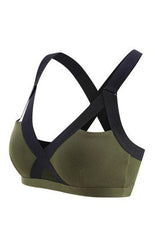 Color Contrast Sexy Cross Elastic Sports Bra - 808Lush