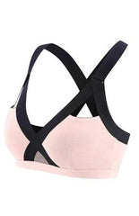 Color Contrast Sexy Cross Elastic Sports Bra - 808Lush