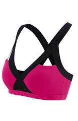 Color Contrast Sexy Cross Elastic Sports Bra - 808Lush