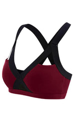 Color Contrast Sexy Cross Elastic Sports Bra - 808Lush