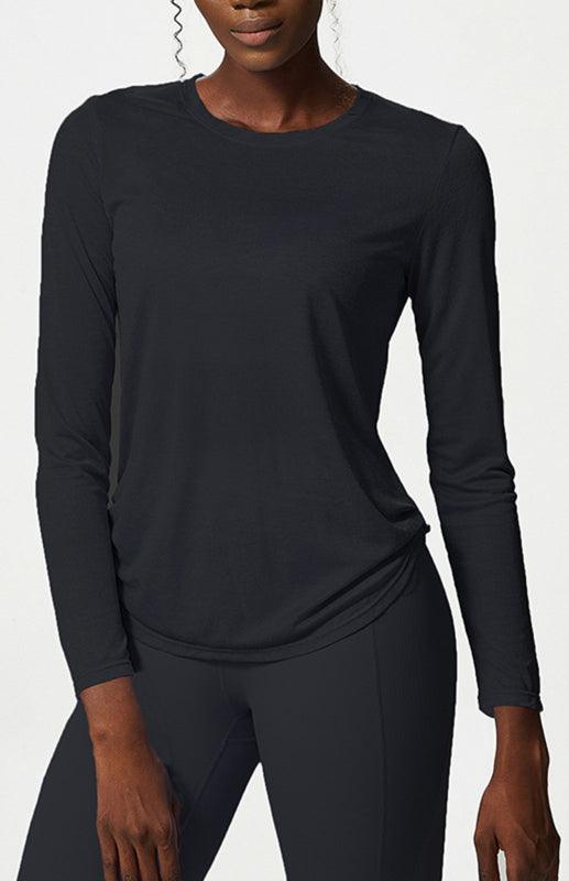 Women's Round Neck Sports Top Quick Dry Breathable Yoga Cover Up - 808Lush