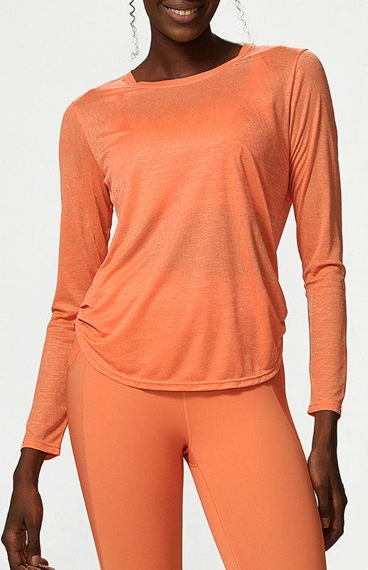 Women's Round Neck Sports Top Quick Dry Breathable Yoga Cover Up - 808Lush