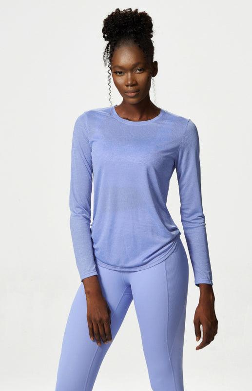 Women's Round Neck Sports Top Quick Dry Breathable Yoga Cover Up - 808Lush