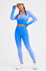 Women's Long Sleeve Gradient Yoga Set - 808Lush