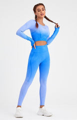 Women's Long Sleeve Gradient Yoga Set - 808Lush