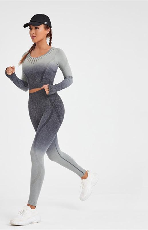 Women's Long Sleeve Gradient Yoga Set - 808Lush