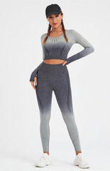 Women's Long Sleeve Gradient Yoga Set - 808Lush