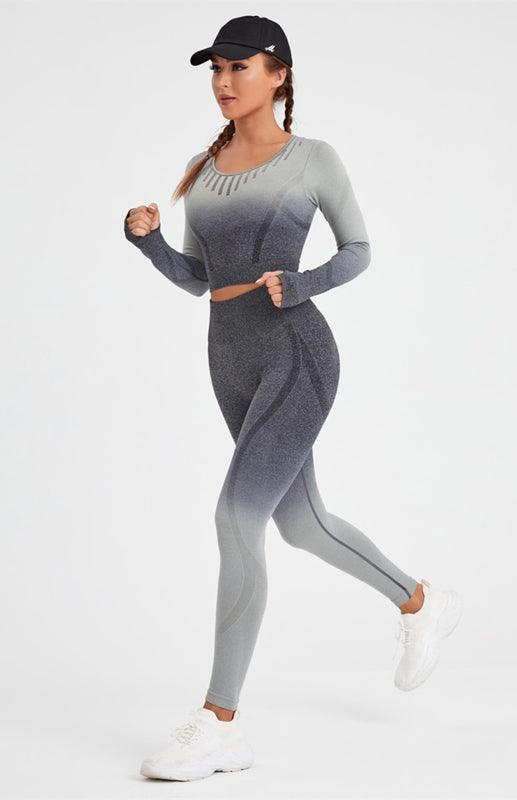 Women's Long Sleeve Gradient Yoga Set - 808Lush