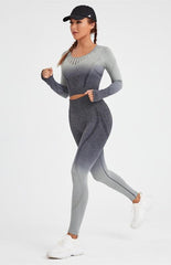 Women's Long Sleeve Gradient Yoga Set - 808Lush