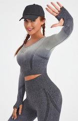 Women's Long Sleeve Gradient Yoga Set - 808Lush