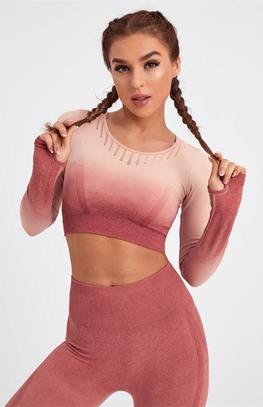 Women's Long Sleeve Gradient Yoga Set - 808Lush