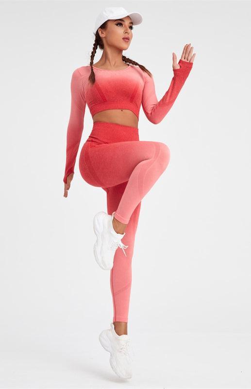 Women's Long Sleeve Gradient Yoga Set - 808Lush