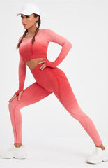 Women's Long Sleeve Gradient Yoga Set - 808Lush