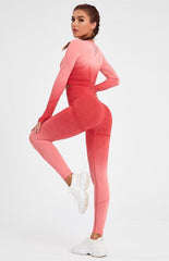 Women's Long Sleeve Gradient Yoga Set - 808Lush