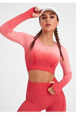 Women's Long Sleeve Gradient Yoga Set - 808Lush