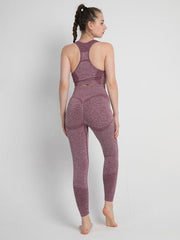 Women's Seamless Dotted Two-piece Peach Hip Trousers Racerback Bra Vest Sports Suit - 808Lush