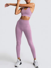 Women's Beautiful Back High Waist Peach Hip Seamless Knitted Vest Trousers Two-piece Set - 808Lush