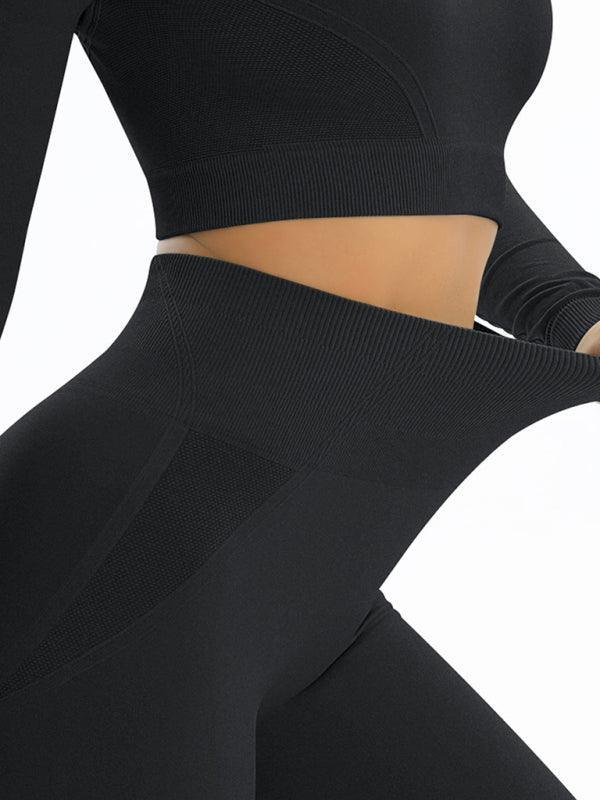 Women's seamless body-fitting beautiful back high elastic long-sleeved sports two-piece suit - 808Lush