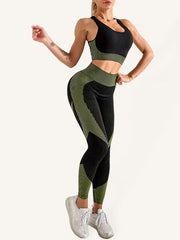 Women's Halter Neck Yoga Tank Top + High Waist Tight Yoga Pants Two-Piece Set - 808Lush