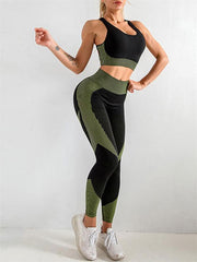 Women's Halter Neck Yoga Tank Top + High Waist Tight Yoga Pants Two-Piece Set - 808Lush