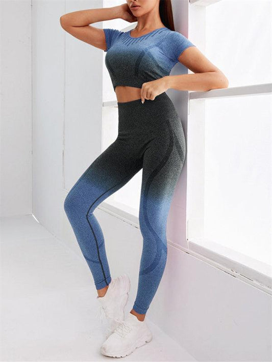 Women's Gradient Hang Dye Seamless Yoga Two-Piece Suit - 808Lush