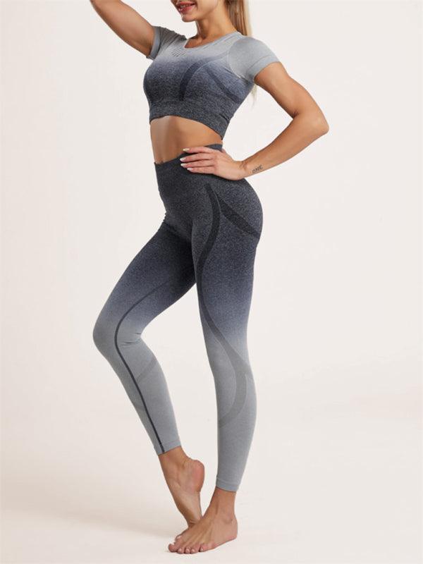 Women's Gradient Hang Dye Seamless Yoga Two-Piece Suit - 808Lush