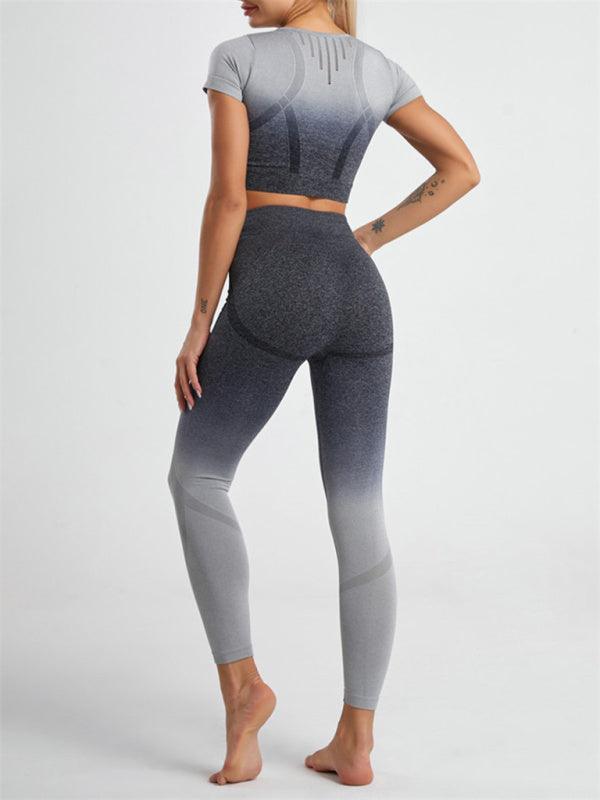 Women's Gradient Hang Dye Seamless Yoga Two-Piece Suit - 808Lush