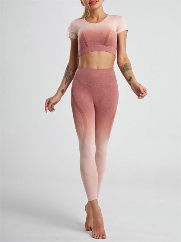 Women's Gradient Hang Dye Seamless Yoga Two-Piece Suit - 808Lush