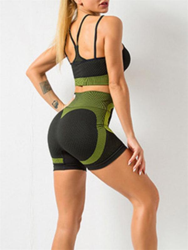 Women's quick-drying tight seamless backless camisole+shorts yoga suit - 808Lush