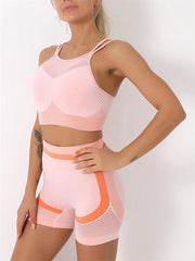 Women's quick-drying tight seamless backless camisole+shorts yoga suit - 808Lush