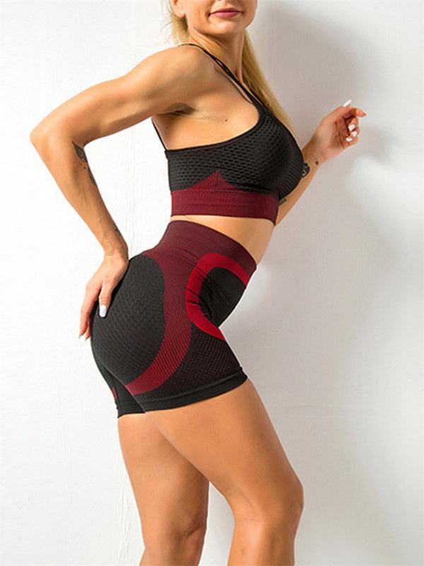 Women's quick-drying tight seamless backless camisole+shorts yoga suit - 808Lush