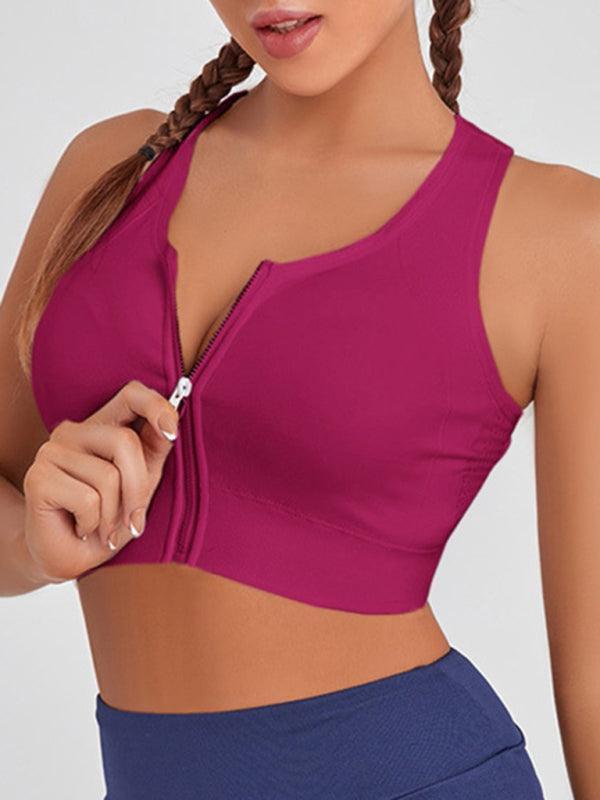 Women's Front Zipper Shockproof Yoga Bra Tank Top - 808Lush