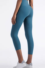 Feel Like Skin Elastic Waistband Cropped Yoga Leggings - 808Lush