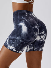 Tie Dye Wide Waistband Slim Fit Sports Shorts - 808Lush