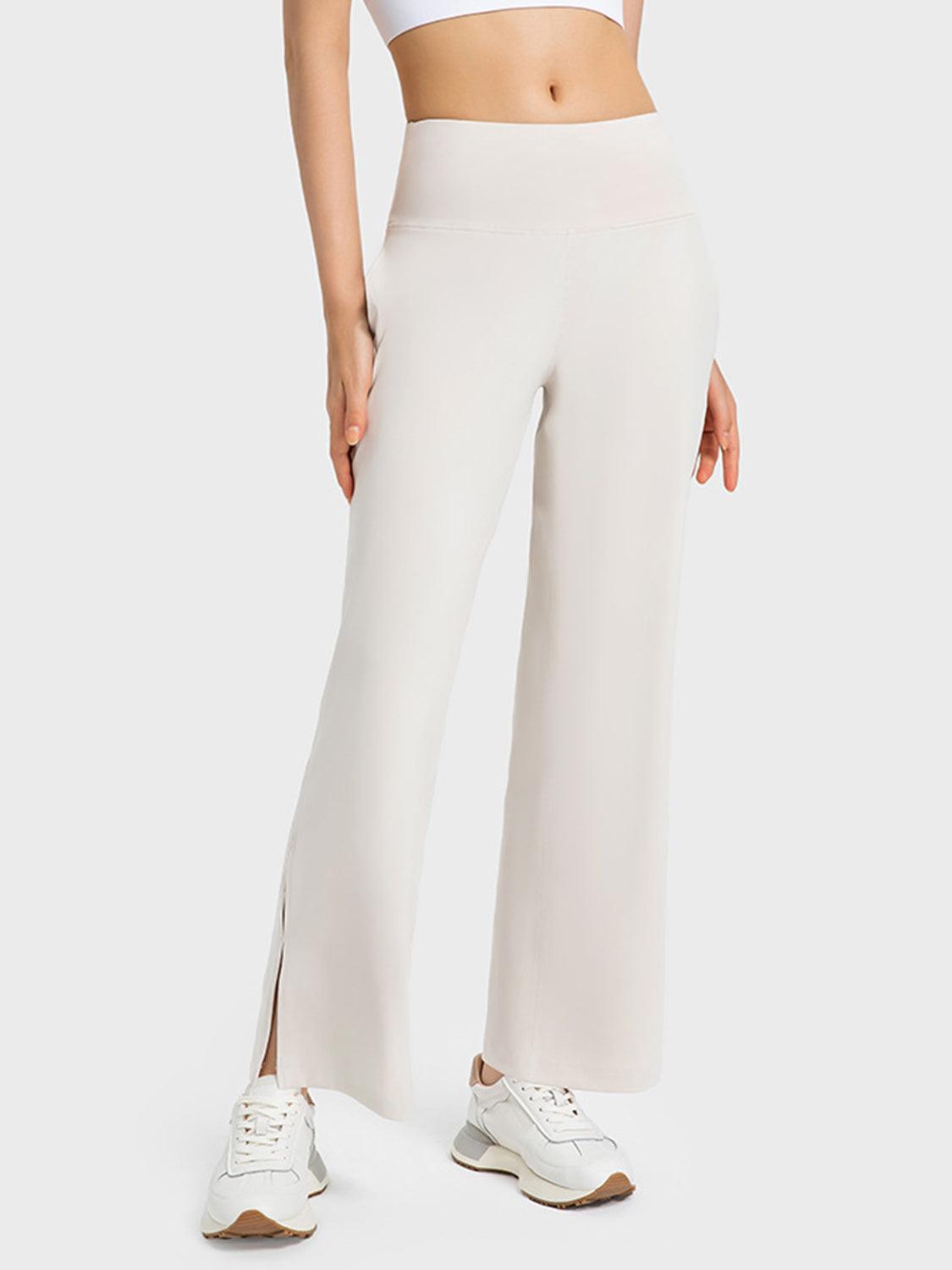 Wide Leg Slit Sport Pants with Pockets - 808Lush