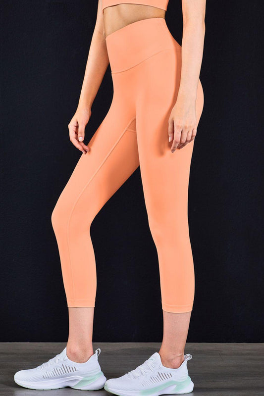 Feel Like Skin Elastic Waistband Cropped Yoga Leggings - 808Lush