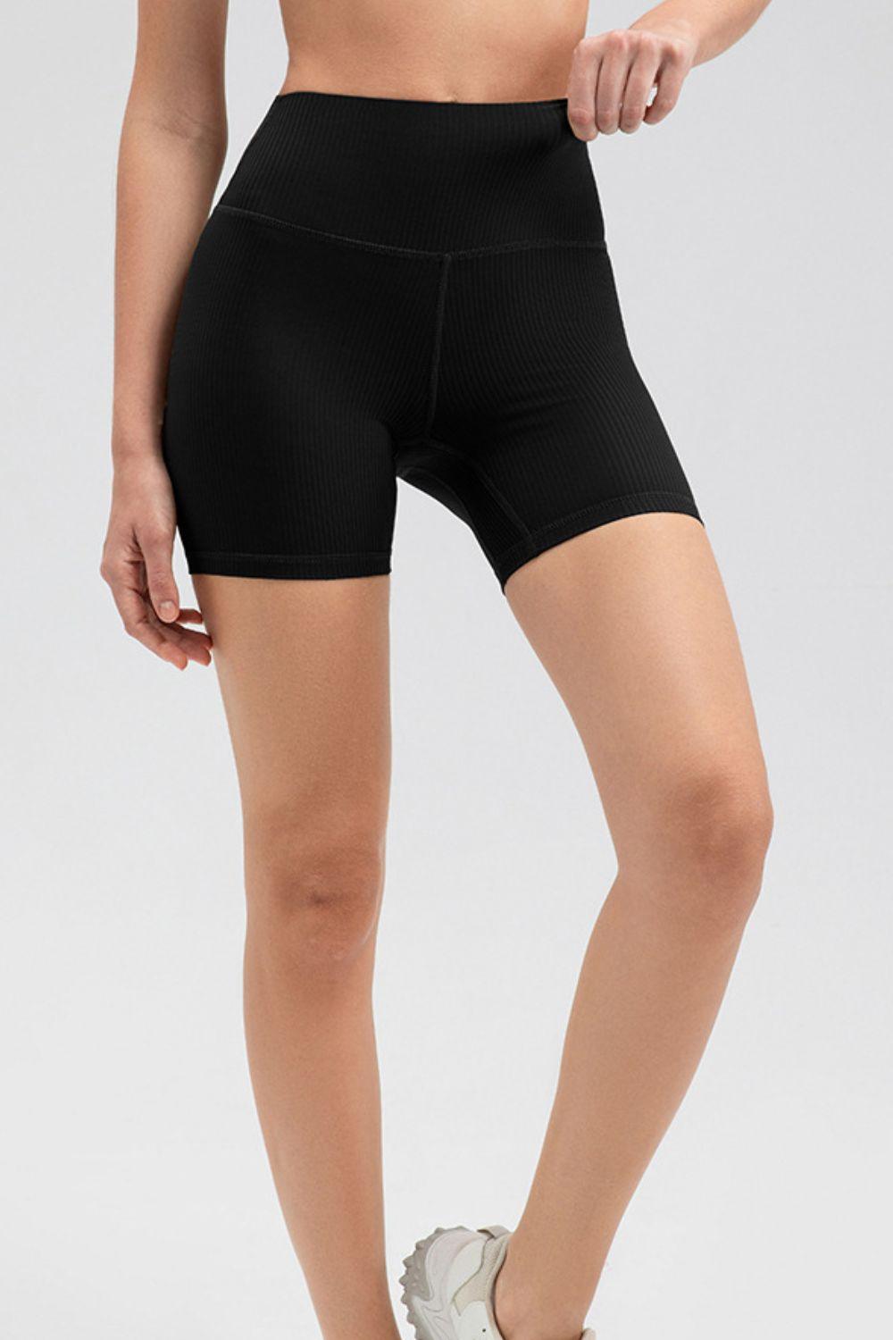 Wide Waistband Slim Fit Sports Shorts - 808Lush