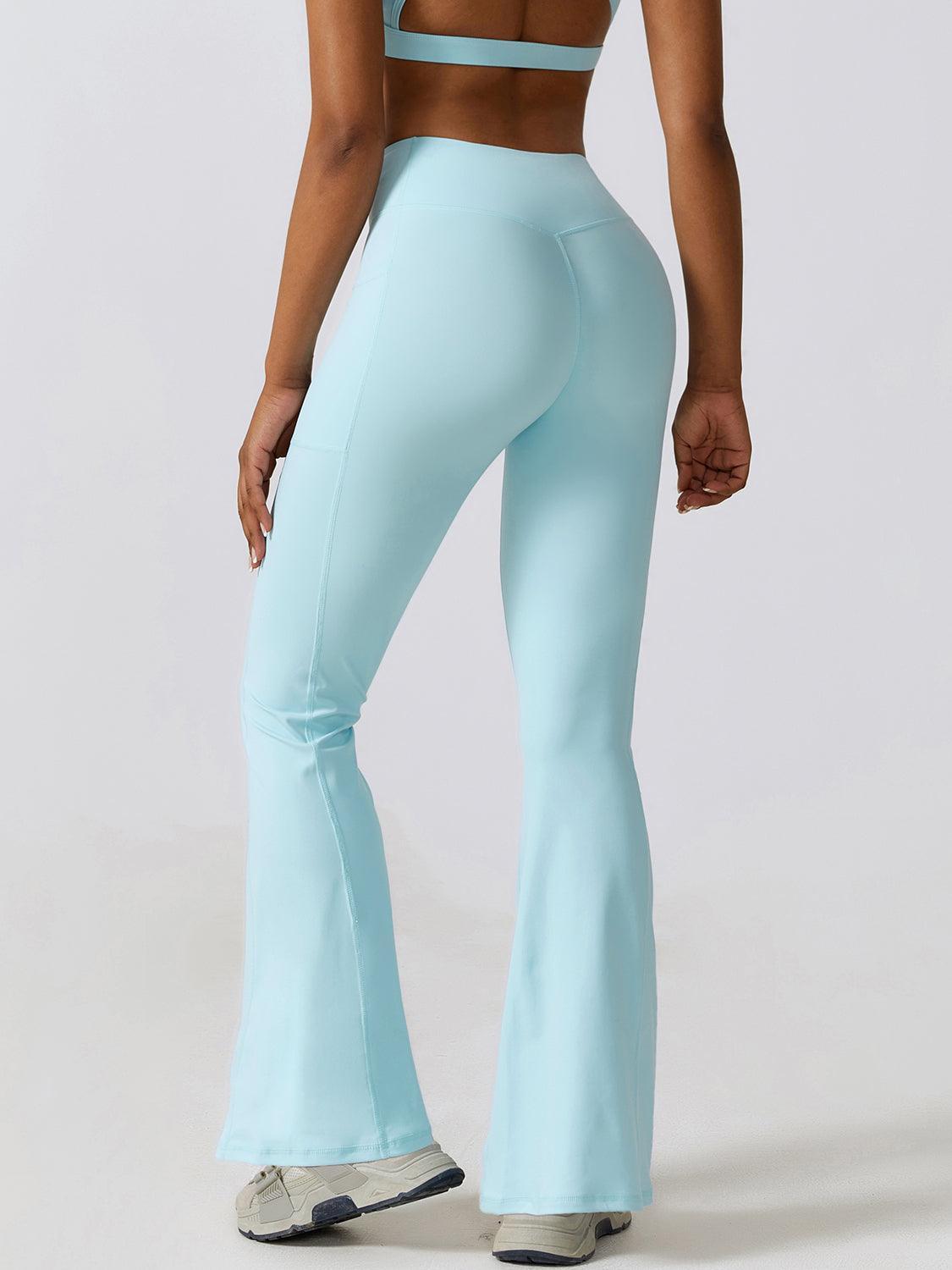 Flare Leg Active Pants with Pockets - 808Lush